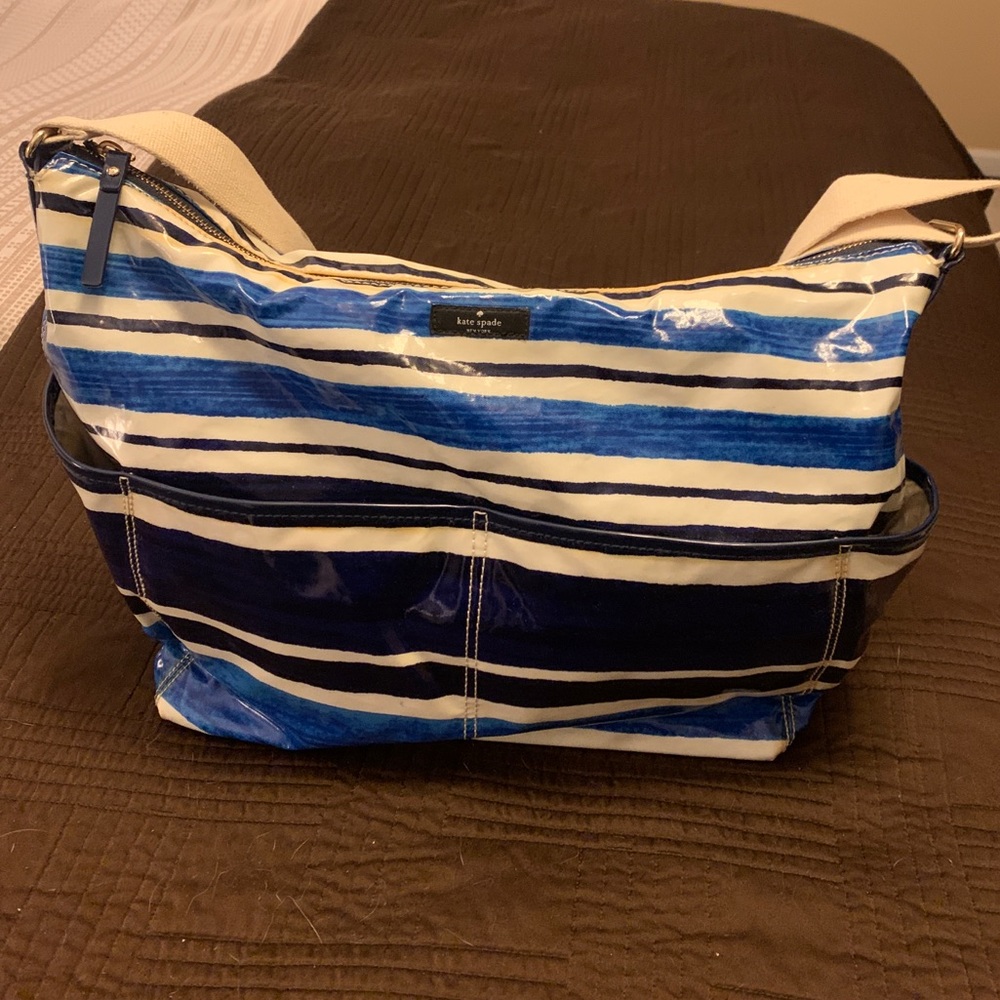 Kate Spade blue stripe diaper bag